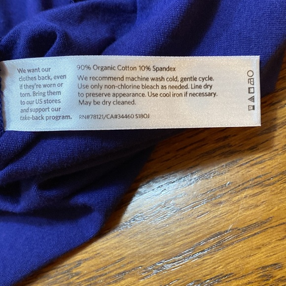 Eileen Fisher Cotton Blend T- Shirt Dress Oversized Fit Short Sleeve Navy L - Picture 5 of 11